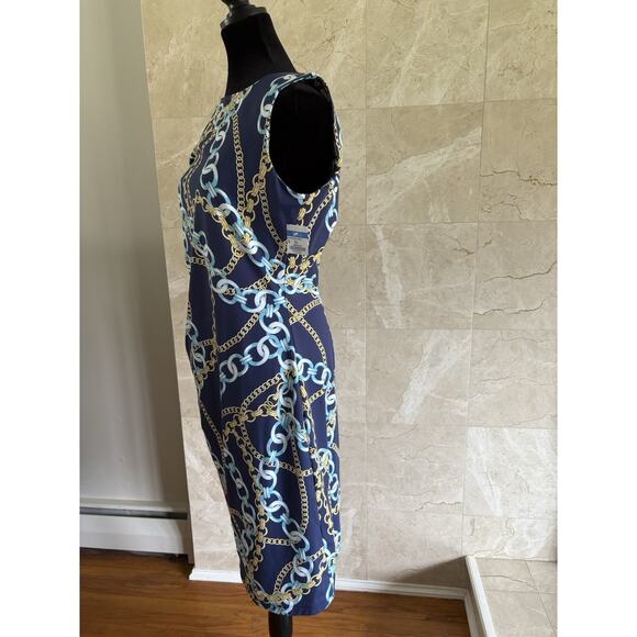 J. Mclaughlin Sleeveless Sage Dress Large Blue Catalina Cloth Preppy Mob Wife - Picture 10 of 13